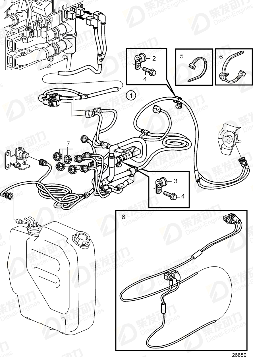 VOLVO Cable harness, extension cable 21932800 Drawing